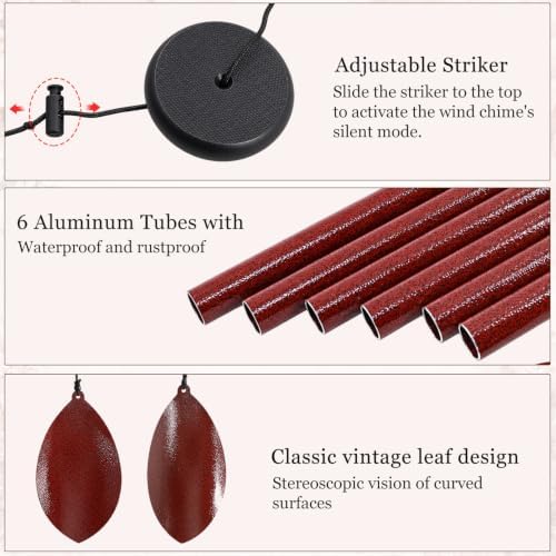 ASTARIN 36 Inch Deep Tone Wind Chimes for Outside, Burgundy Red Leaf Decor - Image 3