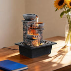 Kalona Tabletop Waterfall Fountain 3 Bowls with LED Light, Soothing Water Flow Sound, Zen Meditation Decor for Home and Office, Relaxation Water Fountains Indoor (23113) - Image 5