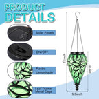 Tujoe 2 Pack Solar Hanging Lanterns Outdoor Lights, Green - Image 2