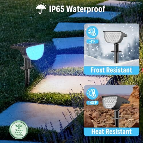 GKGG Solar Spot Lights Outdoor, IP65 Waterproof RGB Color Changing Solar Landscape Lights with 7 Lighting Modes for Yard, Garden, Trees, Pathway & Halloween Decorations Outdoor (Multicolor, 4 Pack) - Image 5