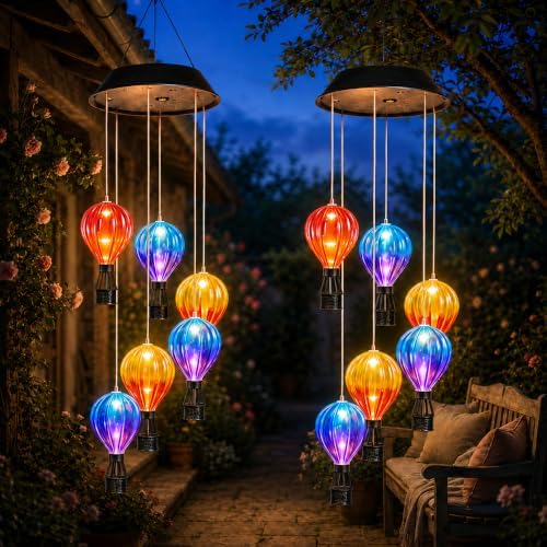 2 Pack Hot Air Balloon Solar Lantern, Outdoor Hanging Garden Decor by Unknown