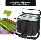 Teamoy Knitting Bag, Yarn Storage Organizer Crochet Bag Tote, Black - Image 4