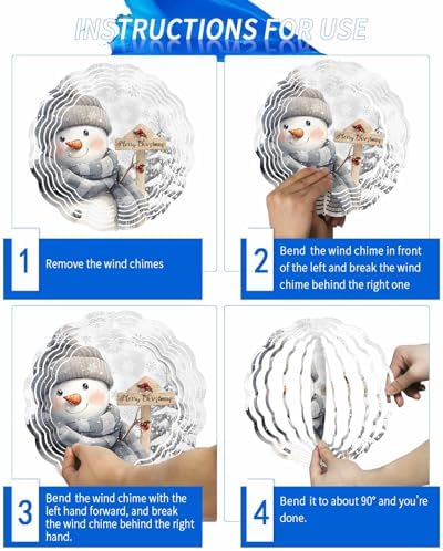 Christmas Wind Spinner Christmas Snowman Stainless Steel Spinner for Yard Garden Snowflake Snowy Scenery Wind Sculptures 12 Inch 3D Crafts Ornaments Hanging Wind Spinners for Outdoor & Indoor Decor - Image 6