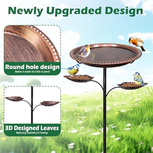 Bird Bath for Outside,2-in-1 Detachable Bird Feeder,Antique Bronze - Image 5