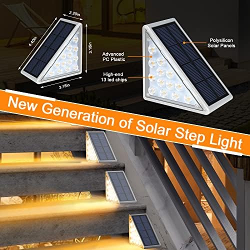 AUDLES 8PK Solar Step Lights, Outdoor Decor Stair Lights Deck Light Waterproof IP67 Solar Lights for Deck, Yard, Patio, Garden, Walkways, Front Door, Pathway, Driveway, Porch - Image 4