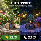 COWOS Solar Light Fairy Tree House, Fairy Garden House Statues, Tree House Figurines with Solar Light for Indoor Outdoor Art Decorations, Patio Yard Lawn Ornaments Gift - Image 4