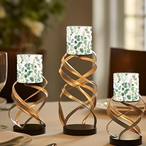 Flameless Candles Set of 4 Green Leaves LED Pillar Fake Candles Battery Operated with Remote (D:2.95" X H:2.87") for Backyard Parties Meditation Yoga Fireplace Decor - Image 4