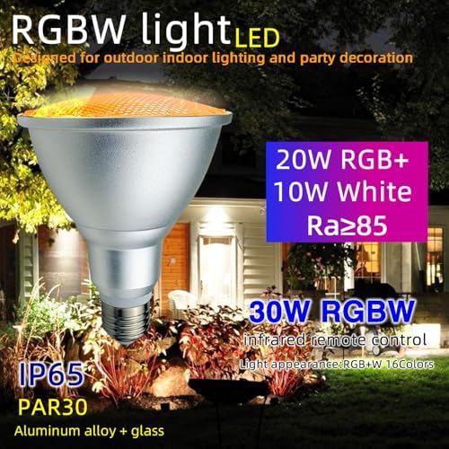2Pack PAR30 LED Bulb, 30W RGB+Warm White(3000K) - Image 6