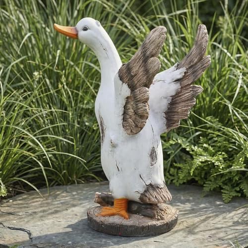 Elenon Funny Duck Garden Statue, 12.6" Tall Animal Figurine for Outdoor Garden Decor, Flowers Funny Garden Sculpture for Patio Yard Lawn Decorations Gifts - Image 2