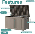 230 Gallon Waterproof Outdoor Storage Box, UV Resistant Resin Deck Box with Hydraulic Rod for Reinforced Stability, Perfect for Patio, Garden, and Pool, Grey - Image 3