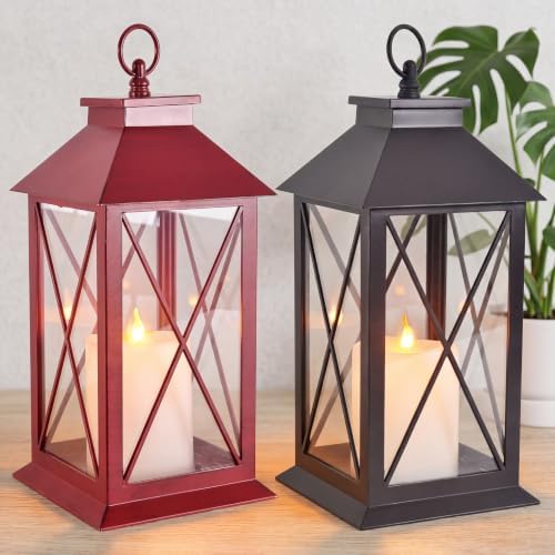 Wallsky Vintage Lanterns Black & Red Indoor Decorative Lanterns Battery by Wallsky