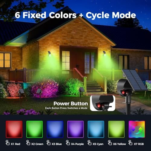 nipify Solar Spot Lights Outdoor Color Changing, Halloween RGB Spotlights - Image 2