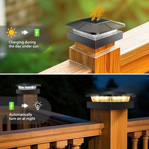 Peasur 6 Packs 4x4 Post Solar Lights with 3 Modes - Image 6