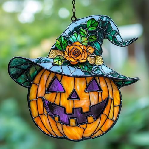 Funny Witch Jack-o'-Lantern Acrylic Suncatcher by AVAGAN