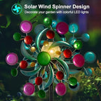 Colorful Solar Wind Spinner Outdoor Metal - 61" Geometric Kinetic Wind Catcher with Crackle Glass LED Light, IP65 Waterproof Yard Art Garden Decor for Patio Lawn Pathway, Unique Gifts for Women/Mom - Image 5