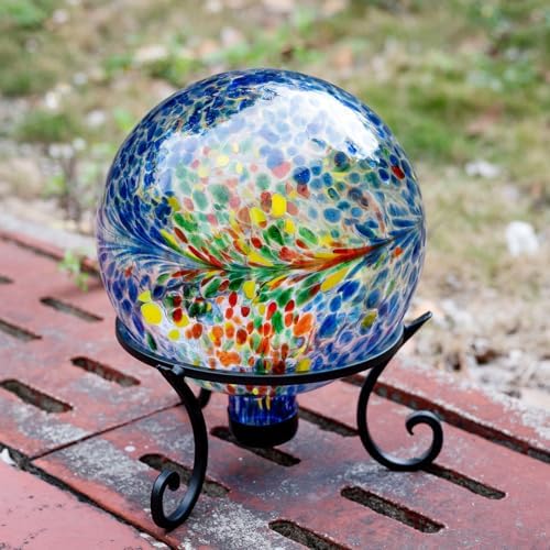 Kunjocy 10 Inch Gazing Balls for Garden, Hand Blown Indoor Outdoor Glass Garden Globes Balls for Outside Festive Yard Lawn Ornaments Decoration (Dark Blue) - Image 7