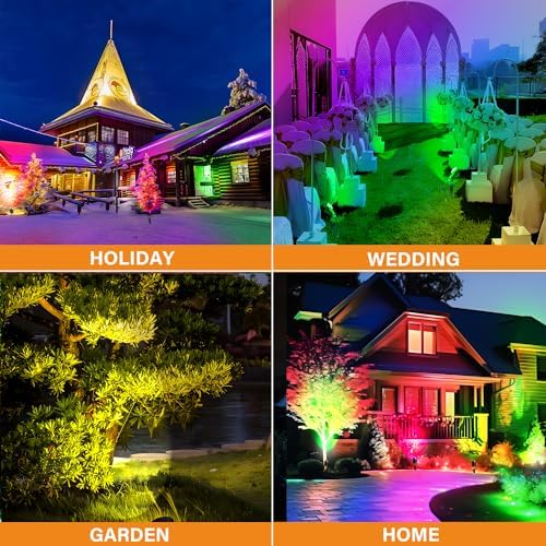 Low Voltage RGBW LED Landscape Lights Spot Lights Outdoor for Yard Garden Decor Spotlight, 12V-24V Low Voltage Landscape Lighting with 16 Color Changing and Remote IP68 Waterproof (6) - Image 6