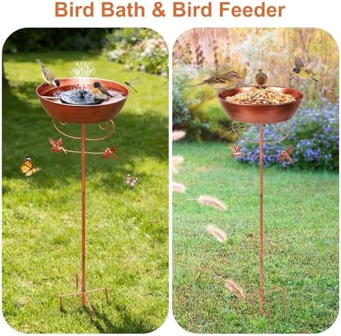 Bird Baths for Outdoors Freestanding Birdbath with Solar Powered Fountain - Image 5