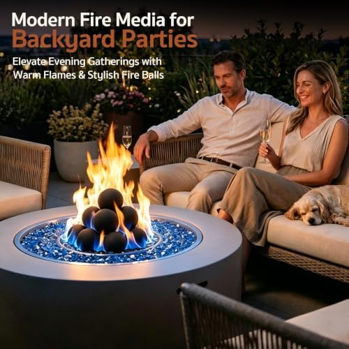 Gaspro Ceramic Fire Balls, 4-Inch Set of 12 Black Fireplace Balls - Image 2