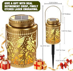 Cooo 4 Pack Solar Lanterns Outdoor Waterproof Hummingbird Red_Sage Solar Pathway Lights Landscape Path Christmas Gifts for Women Mom Grandma for Outdoor Table Lamps Garden Yard Backyard Decor -Gold - Image 2