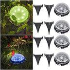 Fafeicy 4Pcs Solar Ground Lights Outdoor Solar Color Gradient Pathway Lights 8 LEDs Disk Solar Deck Lights Landscape Lights for Outdoors - Image 3