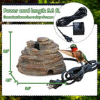 Bird Bath Water Fountain Resin Rock Fountain with 9.8ft Cord Length Water Pump Rock Waterfall for Hummingbird Birdbath Outdoor Decor for Garden Lawn Fish Tank and Aquariums (Brown) - Image 2