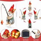 Solar Garden Gnome Statues, Outdoor Fishing Gnome with Butterfly Solar Lights Waterproof, Birthday Gifts for Mom Women Mother's Day, Garden Figurines for Yard Decor Patio Porch Lawn Ornaments - Image 2