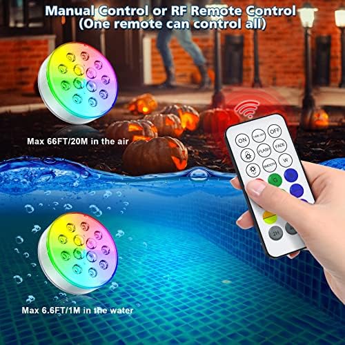 Pool Lights, Upgraded Rechargeable Submersible LED Lights with Remote IP68 Waterproof 16 Colors Hot Tub Underwater Pool Lights for Above Ground Inground Pool, Bath, Party, Vase 2 Pack - Image 4