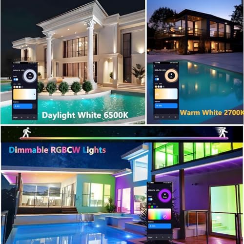 100W RGB LED Floodlight Outdoor 4pcs, Smart RGBCW Flood Lights Colorful with Bluetooth WiFi APP Control Spotlight Color Changing Dimmable Party Lights for DJ Disco Party Garden Halloween Stage - Image 5