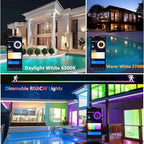 100W RGB LED Floodlight Outdoor 4pcs, Smart RGBCW Flood Lights Colorful with Bluetooth WiFi APP Control Spotlight Color Changing Dimmable Party Lights for DJ Disco Party Garden Halloween Stage - Image 5