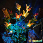 Anordsem Solar Garden Lights Outdoor: 32 Removable Fiber Optic Fabric Butterflies 4 Pack - Waterproof Fun Animal Decoration for Yard Patio - Gardening Gifts for Garden Lovers - Image 2