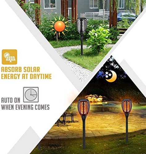 Aityvert Flickering Flame Solar Torch Lights Outdoor, 43" Tall, 2 Pack - Image 3