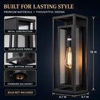 18 Inch 12 Pack Outdoor Wall Lantern Light Fixture，Large Black Exterior Wall Sconce with Clear Glass | Waterproof Anti-Rust Porch Light with E26 Socket for Entryway, Patio, Garage - Image 3