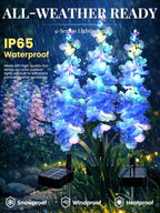 GIGALUMI 3 Pack Solar Delphinium Flowers Outdoor, 2 Modes, Blue - Image 3