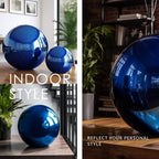 12 Inch Stainless Steel Hollow Gazing Ball, Mirror Sphere, Blue - Image 5
