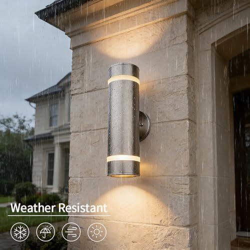 Cerdeco 15" Stainless Steel Modern Outdoor Wall Sconce Cylinder Porch Light - Image 3