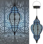 Moroccan Hanging Solar Lights Outdoor Lantern Bidirectional Availabili Garden Decor Waterproof Plastic Blue Decorations for Patio Pathway Yard Backyard Solar Powered Garden Decorative (Black, 2) by Hapjoy