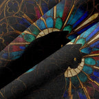 Halloween Black Cat Tapestry, Pumpkin Stained Glass Fall Decor 60x80inch - Image 2