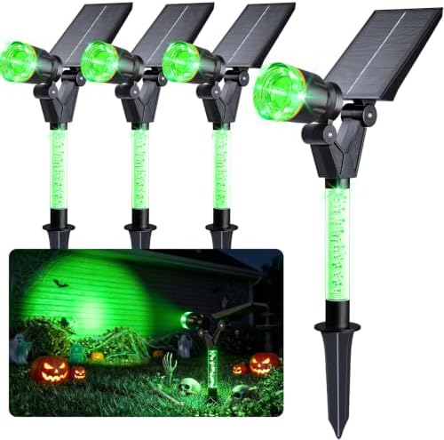 Halloween Solar Spot Lights Outdoor Waterproof Decor, Green 4 Pack by Gorrzai