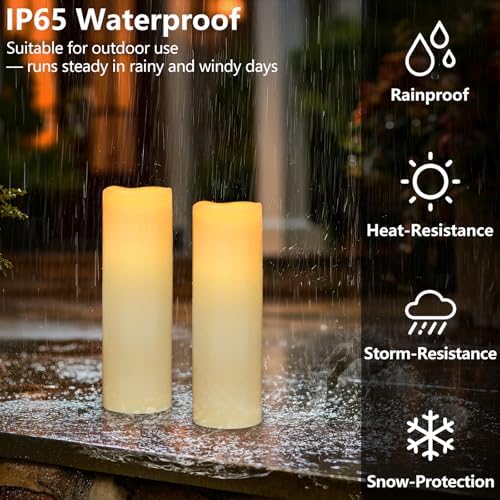 Kimjo 14" x 4" Large Outdoor Waterproof Candles with Timer Remote, 4 Pack - Image 2
