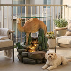Modern Indoor Water Fountain with Glass Table, 22.8" H Outdoor Water Fountain LED Lighted Camel Fountain with Table, Water Feature for Garden, Deck, Living Room, Bedroom, Office Décor - Image 6
