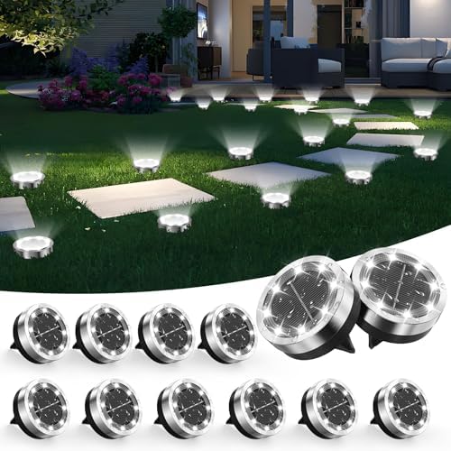 Solar Ground Lights Outdoor, 12 Pack Solar Lights Outdoor Waterproof White by Unknown