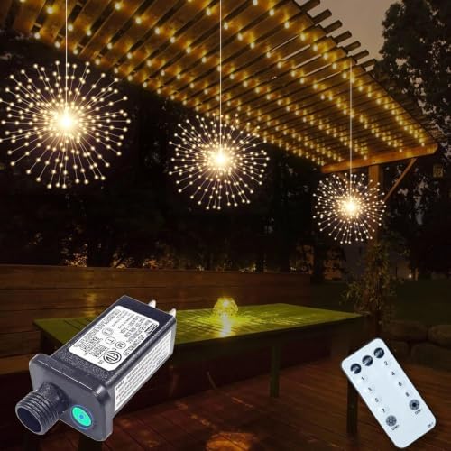 PXBNIUYA 3 PCS 600 LED Plug in Starburst Lights,Firework Lights Warm White by PXBNIUYA