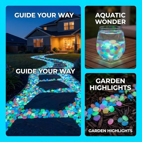 2026 Colorful Glow-in-the-Dark Garden Stones, Night Luminous Pebbles, Rainbow Glowing Stepping Rocks, Outdoor Landscaping Decor, Glowing Gravel for Fish Tank Aquarium Yard Pathway(Colorful,1000pcs) - Image 4