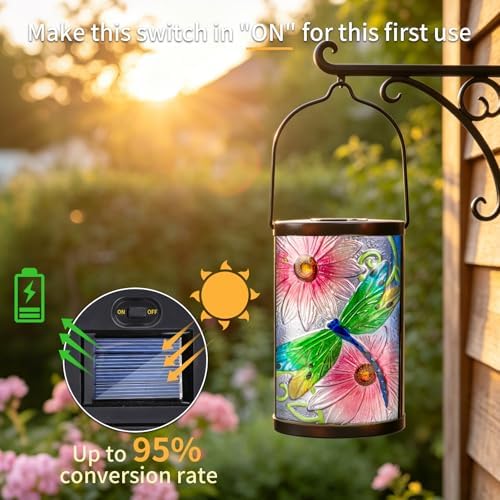 MUMTOP Dragonfly Solar Lantern Outdoor Waterproof, Hanging Garden Light - Image 4