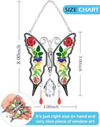 KY&BOSAM Butterfly Glass Crystal Pressed Flower Suncatchers Window Hanging - Image 5