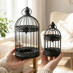 Vela Lanterns Decorative Bird Cage Candle Holders, Medium & Mini, Black - Image 2