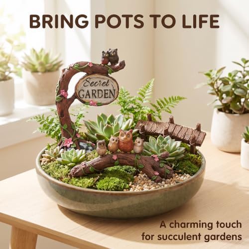 3Pcs Fairy Garden Accessories, Miniature Garden Ornaments Micro Landscape Decorations Owl Signs, Bridges, Owl Branches Set for DIY Terrarium Potted Plants Dollhouse Desk Decor(Branches Set) - Image 5