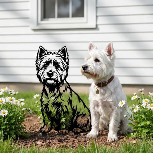 Dog Metal Garden Stake - Weatherproof Dog Silhouette Yard Art, Decorative Outdoor Sign for Lawn & Patio, Heartfelt Gift for Cairn Terrier Lovers(Squat,10") - Image 3
