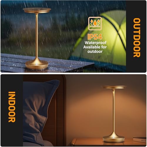 LED Cordless Table Lamp 6000mAh Rechargeable Battery Outdoor Light Bronze - Image 3